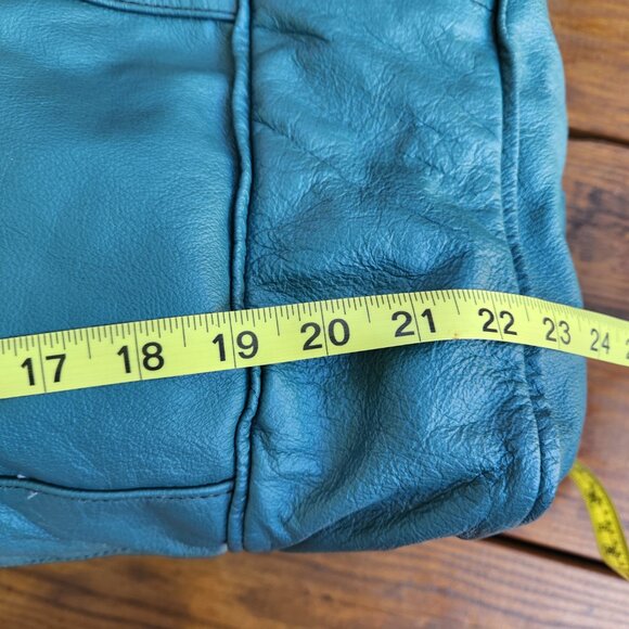 Carroll Goods Top Grain Leather Soft green large Duffle Bag Zip Shoulder strap - Picture 11 of 16